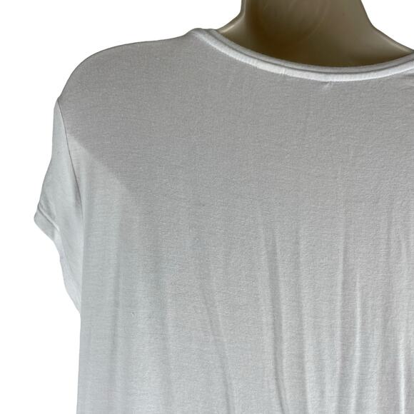 Zenergy by Chico’s Short Sleeve Fringed T Shirt Top White Tee Size 0/ S - Picture 5 of 6